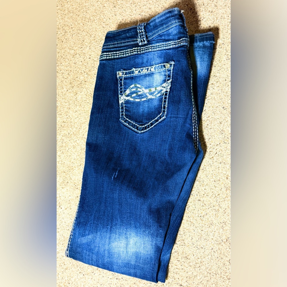 Cowgirl Tuff Dark Blue Boot Cut Jeans - Picture 2 of 8